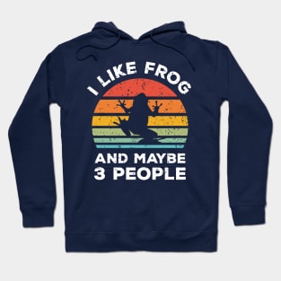 I Like Frog and Maybe 3 People, Retro Vintage Sunset with Style Old Grainy Grunge Texture Hoodie